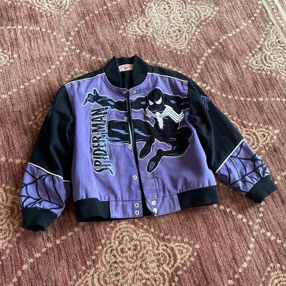 Marvel Black Spider-Man boys Jacket/Bomber. Boys size Large.